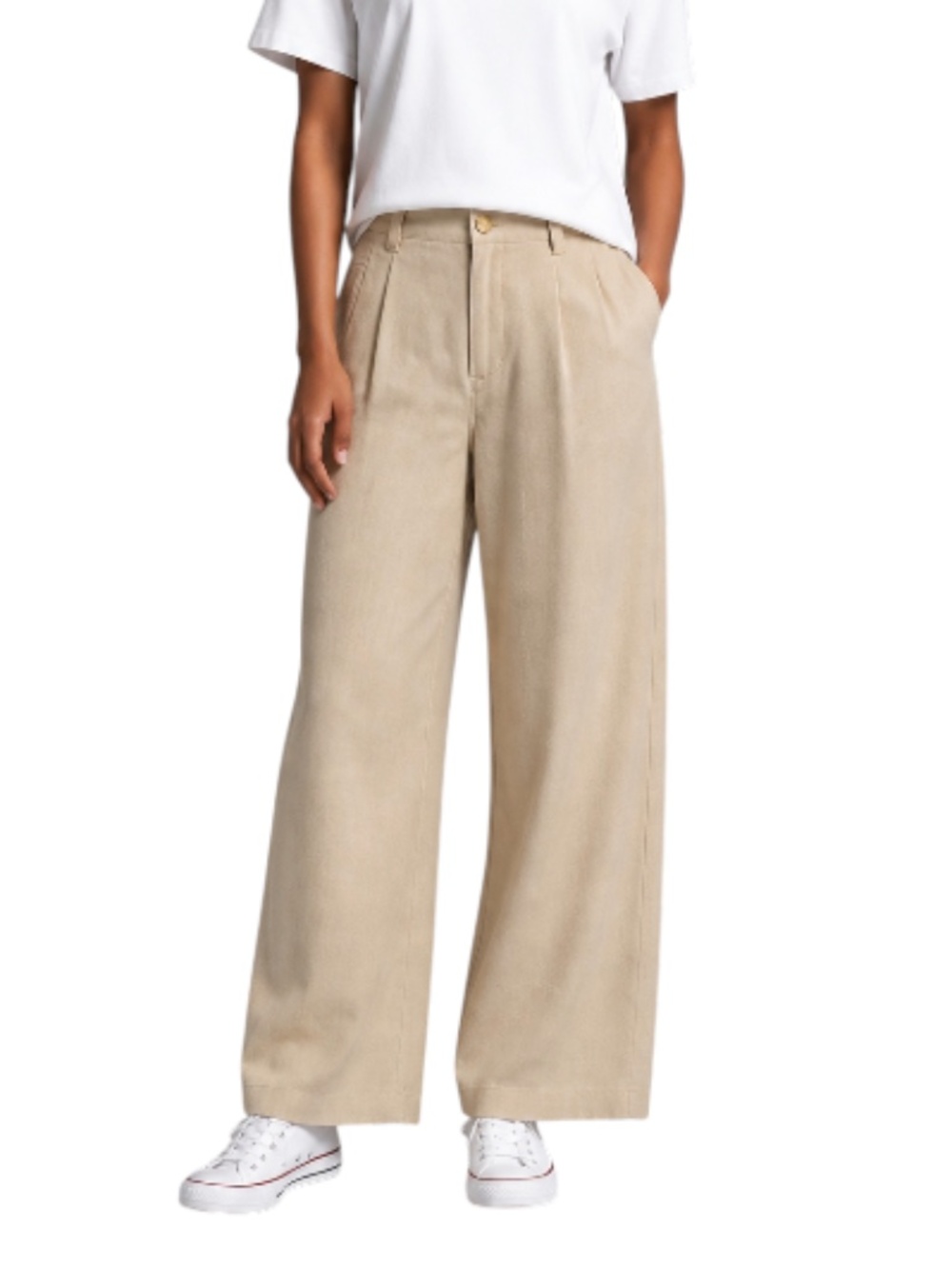 Vintage Lizsport Womens Beige Linen Blend Wide Leg Pants 4